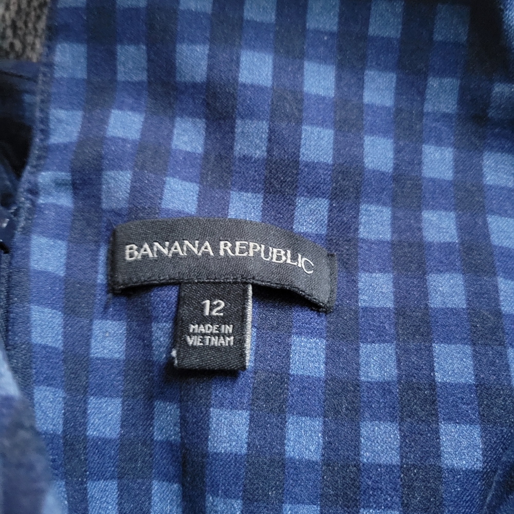 Banana Republic Navy and Light Blue Check Halter Sheath Dress - Picture 9 of 10